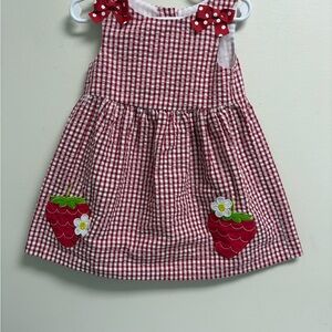 Counting Daisies Toddler Dress 2T Red Gingham Strawberry Appliqué Sundress